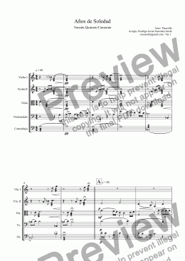 page one of Años de Soledad Tango for Strings (Astor Piazzolla)
