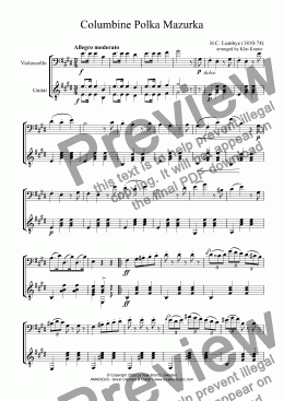 page one of Columbine Polka Mazurka for cello and guitar