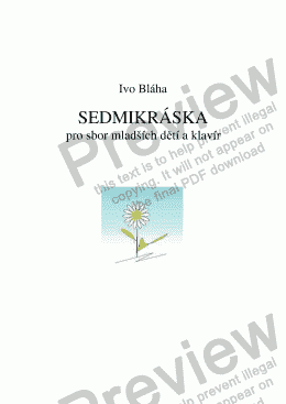page one of SEDMIKRÁSKA (Daisy) - píseň pro sbor mladších dětí a klavír (Czech words)