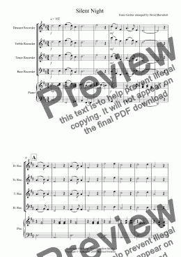 page one of Silent Night for Recorder and Piano