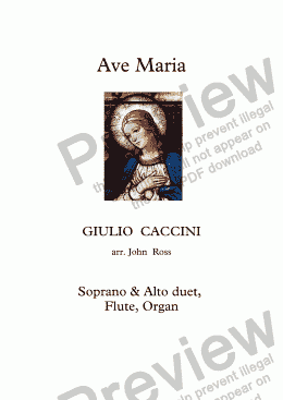 page one of Ave Maria (Caccini) (Soprano, Alto, Flute, Organ)