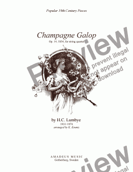 page one of Champagne Galop Op. 14 for string quartet (G Major)