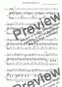 page one of The Holly and the Ivy for Trombone and Piano