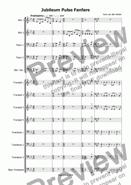 page one of Jubileum Pulse Fanfare (juvenilia, brass band)