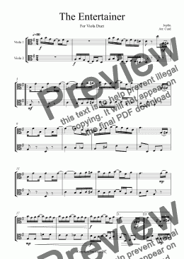 page one of The Entertainer for Viola Duet