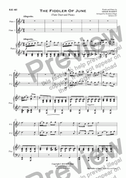 page one of The Fiddler Of June  - Flute Duet and Piano