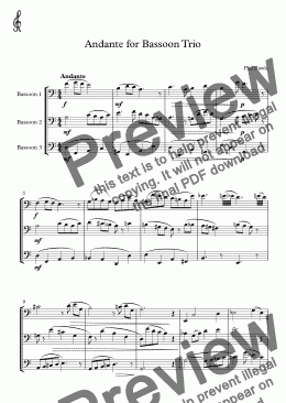 page one of Andante for Bassoon Trio