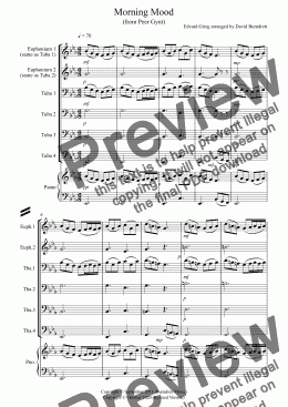 page one of Morning Mood (from Peer Gynt) for Tuba Quartet