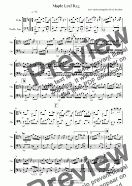 page one of Maple Leaf Rag for Viola and Double Bass Duet