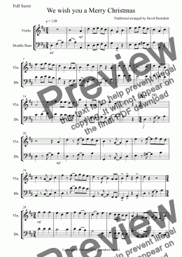 page one of We wish you a Merry Christmas for Violin and Double Bass Duet