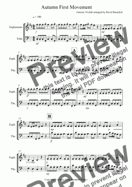 page one of Autumn "four seasons" for Euphonium and Tuba Duet