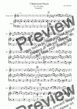 page one of 3 Halloween Pieces for Trumpet and Piano