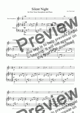page one of Silent Night for Solo Tenor Saxophone and Piano