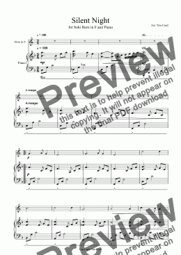 page one of Silent Night for Solo Horn in F and Piano