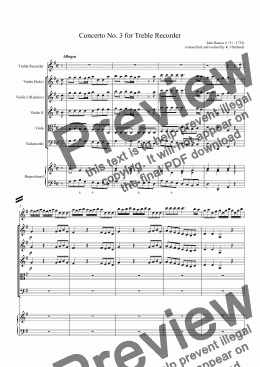 page one of Concerto No. 3 for Treble Recorder