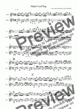 page one of Maple Leaf Rag for Flute and Violin Duet