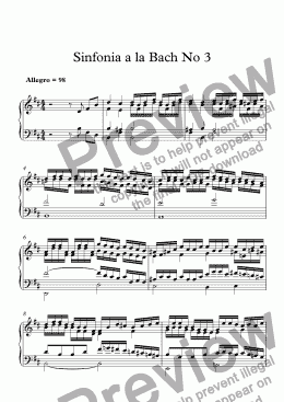 page one of Sinfonia a la Bach no 3