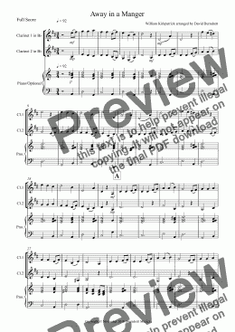 page one of Away in a Manger for Clarinet Duet