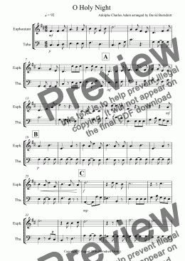 page one of O Holy Night for Euphonium and Tuba Duet