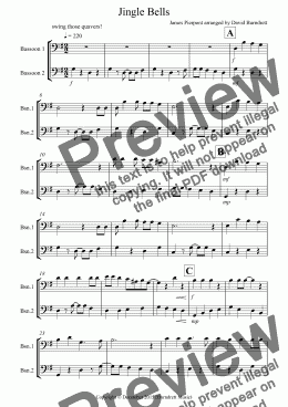 page one of Jingle Bells (Jazzy Style!) for Bassoon Duet