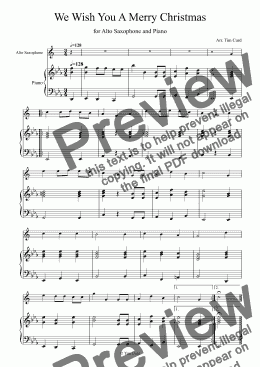 page one of We Wish You a Merry Christmas for Alto Saxophone and Piano