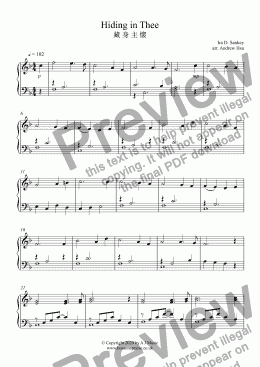 page one of Hiding in Thee - Piano Solo