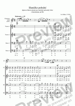 page one of SLUNÍČKO POLEDNÍ pro mužský sbor s klarinetem ad lib.