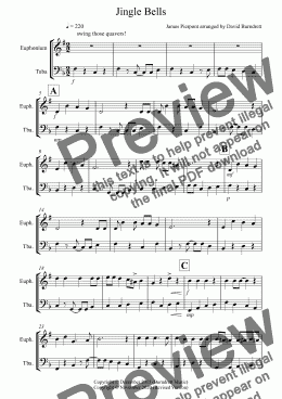 page one of Jingle Bells (Jazzy Style!) for Euphonium and Tuba Duet