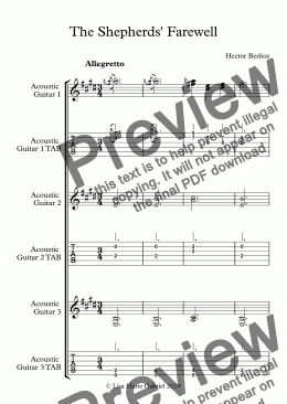 page one of The Shepherds' Farewell - Guitar Trio with TAB