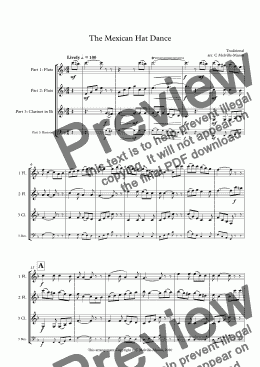 page one of The Mexican Hat Dance (2 Flutes and Clarinet in B-flat/Bassoon)