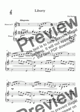 page one of Liberty - French Horn and Piano