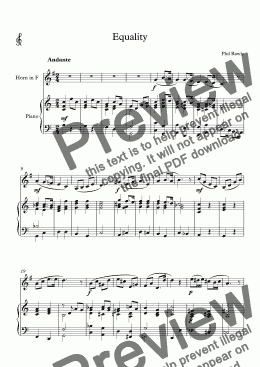 page one of Equality - French Horn and Piano