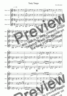 page one of Tasty Tango for Horn Quartet