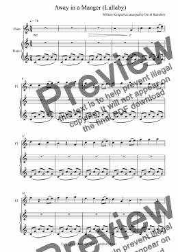 page one of Away in a Manger (Lullaby) for Flute and Piano