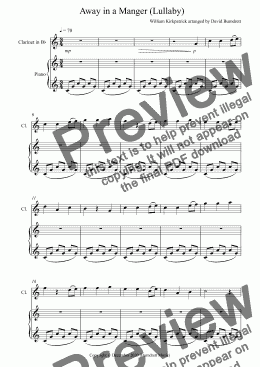 page one of Away in a Manger (Lullaby) for Clarinet and Piano
