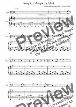 page one of Away in a Manger (Lullaby) for Viola and Piano
