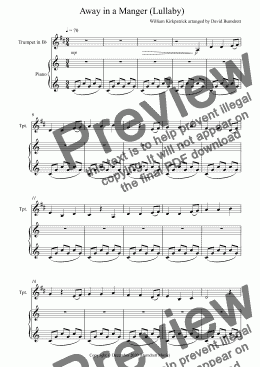 page one of Away in a Manger (Lullaby) for Trumpet and Piano