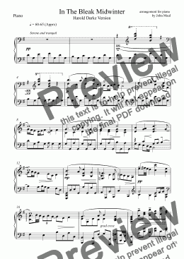 page one of In The Bleak Midwinter (for Piano)