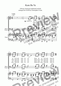 page one of Kum Ba Ya (SATB & Piano)