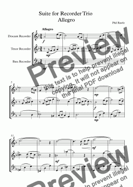 page one of Suite for Recorder Trio 