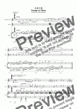 page one of Voyage to Mars for Clarinet ,Violin and Piano