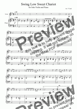 page one of Swing Low Sweet Chariot for Solo Violin and Piano