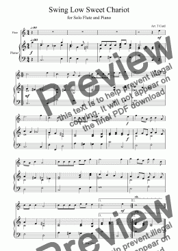 page one of Swing Low Sweet Chariot for Solo Flute and Piano