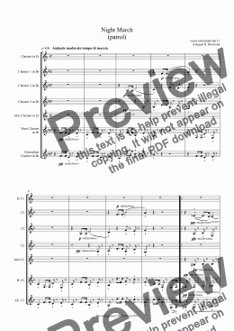 page one of Gottschalk - Night March (patrol) Op.17 for Clarinet Choir