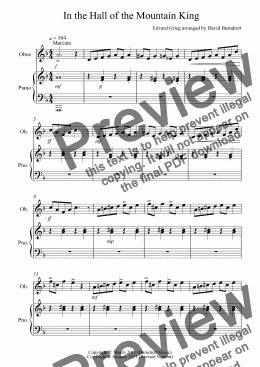 page one of In the Hall of the Mountain King for Oboe and Piano