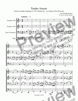page one of Tendre Amour [wedding music] (brass quartet)