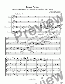 page one of Tendre Amour [wedding music] (wind quartet)