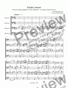 page one of Tendre Amour [wedding music] (bassoon quartet)