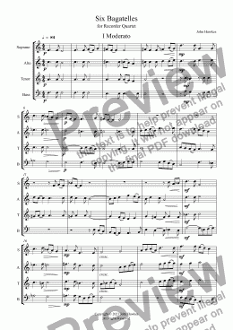 page one of Six Bagatelles for Recorder Quartet