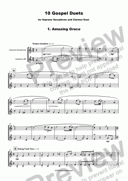 page one of 10 Gospel Duets for Soprano Saxophone and Clarinet
